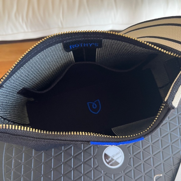 Rothy's Casual Crossbody Purse Black/Ivory Stripe Bag - Picture 4 of 6